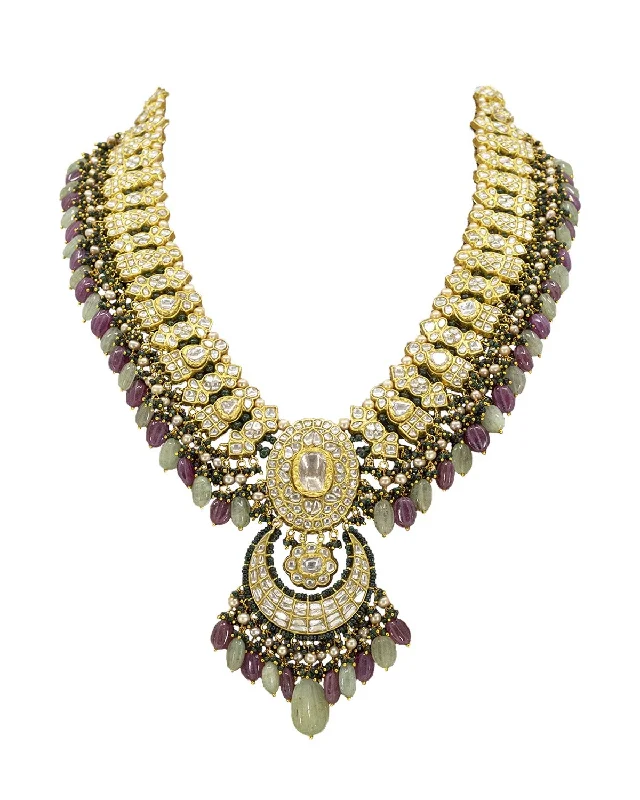 custom birthstone necklaces for women-Praju Polki Long Necklace