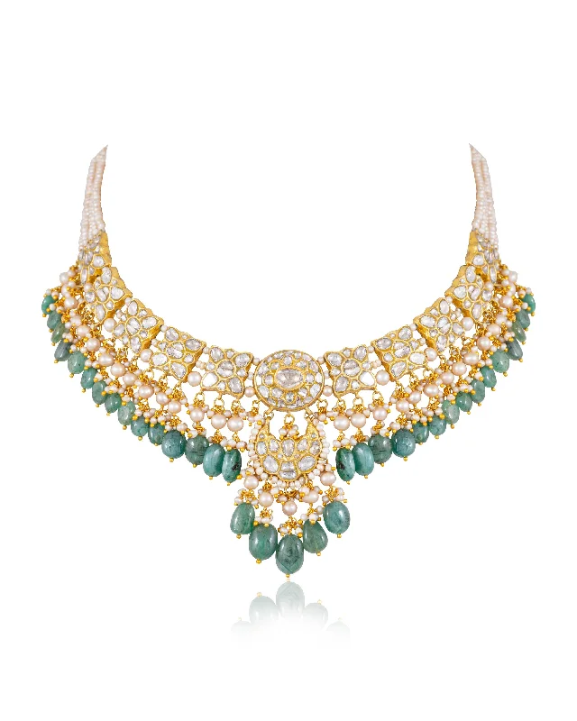 vintage gold necklaces for women-Phalak Polki Necklace