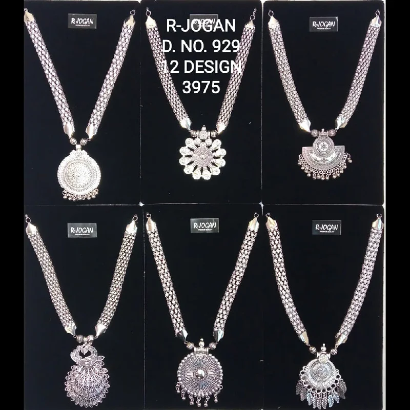 personalized necklaces for women-R Jogan Oxidised Plated Assorted Design Long Necklace