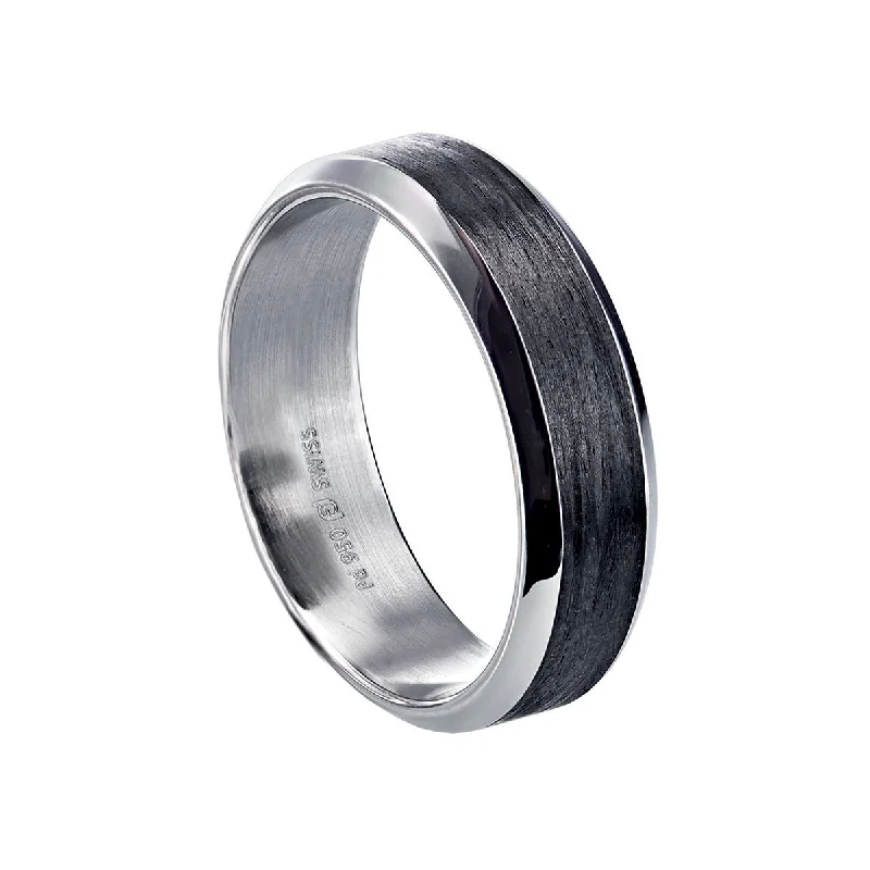 affordable diamond engagement rings for women-Carbon Fiber and Palladium Wedding Band