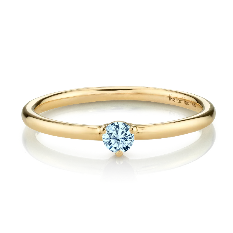 anniversary rings for women-Solitaire Ring - Aquamarine / 14k Yellow Gold