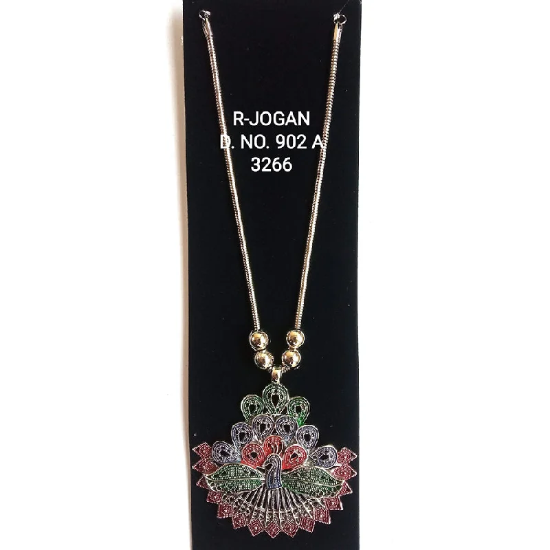 gemstone pendant necklaces for women-R Jogan Oxidised Plated Assorted Design Long Necklace