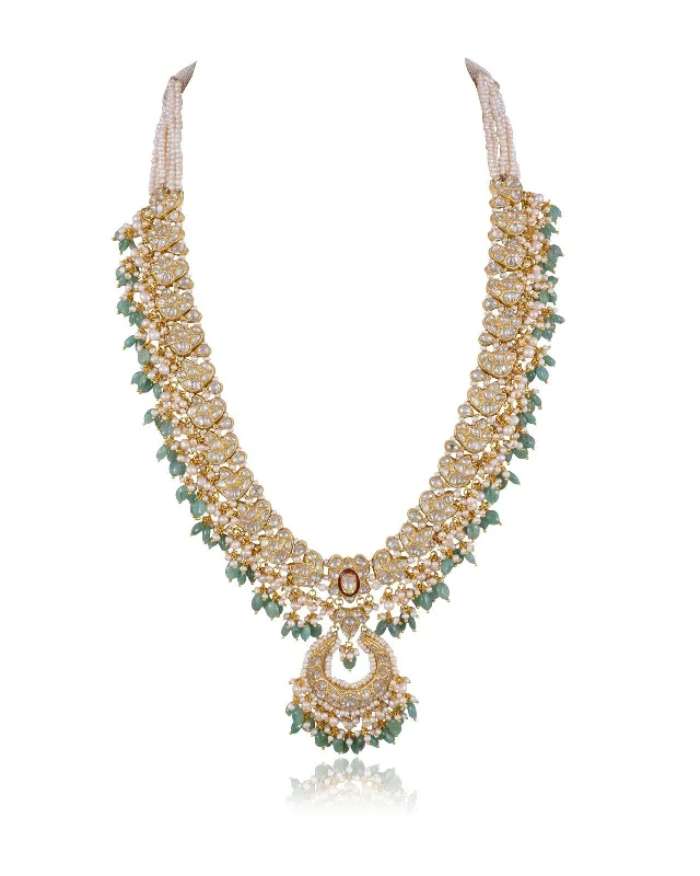 bar pendant necklaces for women-Lekha Polki Long Necklace