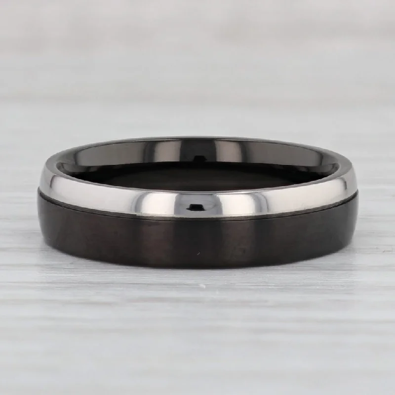 oval diamond engagement rings for women-New 2-Toned Black Titanium Ring Size 11.25 Men's Wedding Band