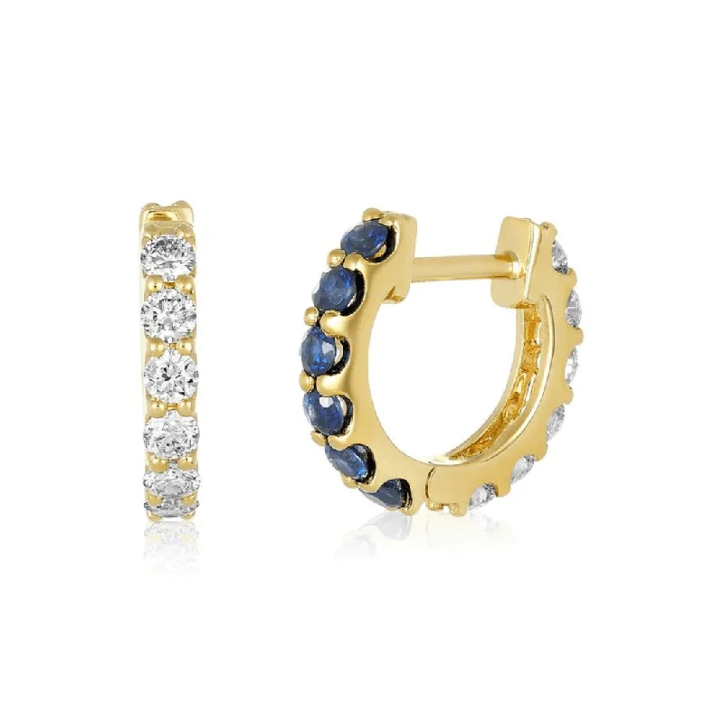 casual stud earrings for women-Reversible Diamond & Gemstone Huggies