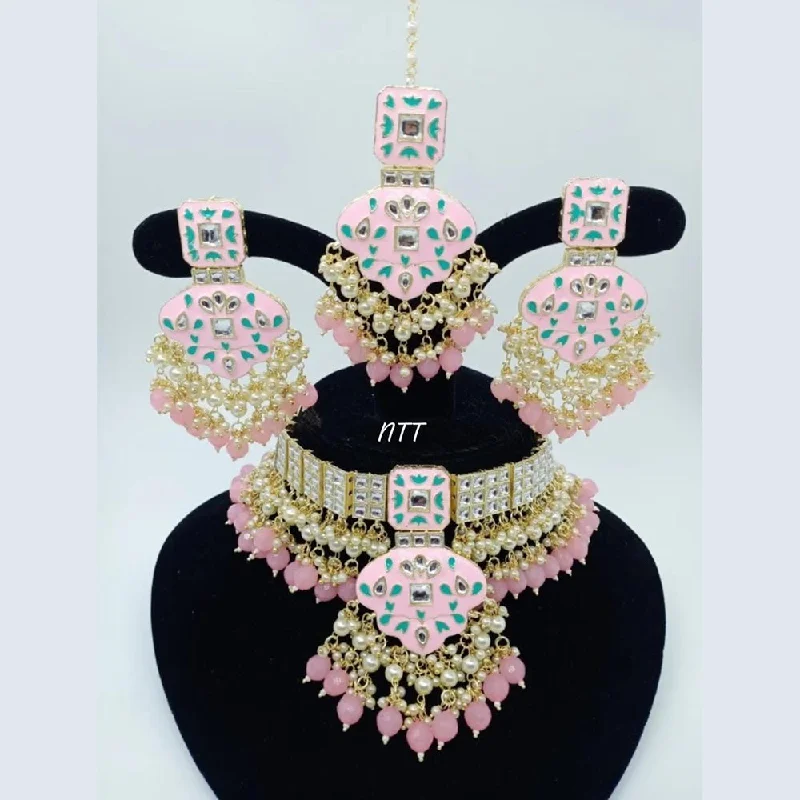 choker necklaces for women-Lucentarts Jewellery Gold Plated Meenakari Necklace Set