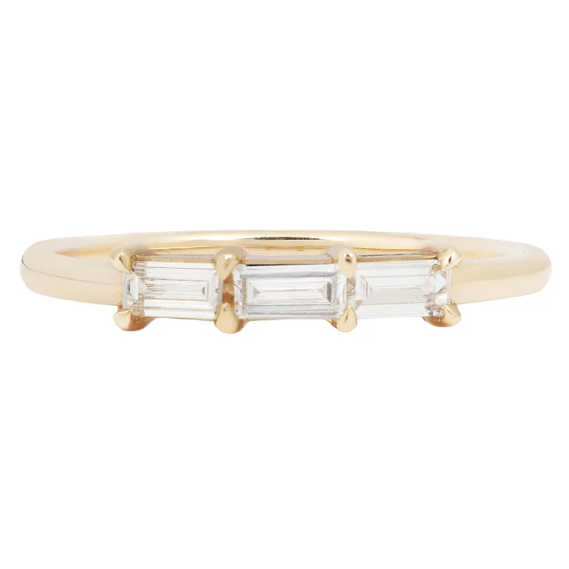 luxury fashion rings for women-Linear Triple Baguette Ring