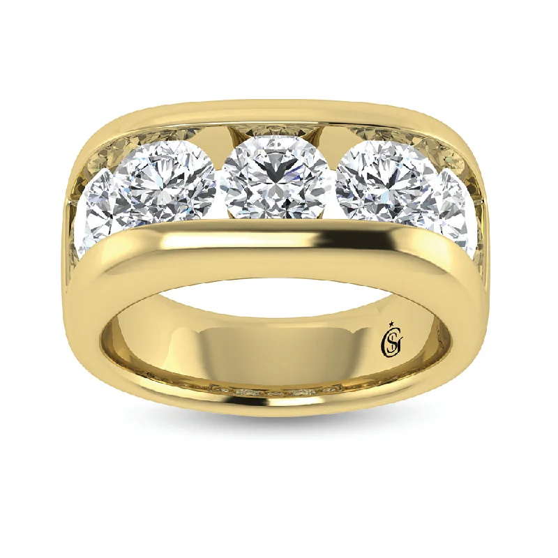 oval diamond engagement rings for women-14K Yellow Gold Lab Grown Diamond 5 Ct.Tw. Men?s Wedding Band