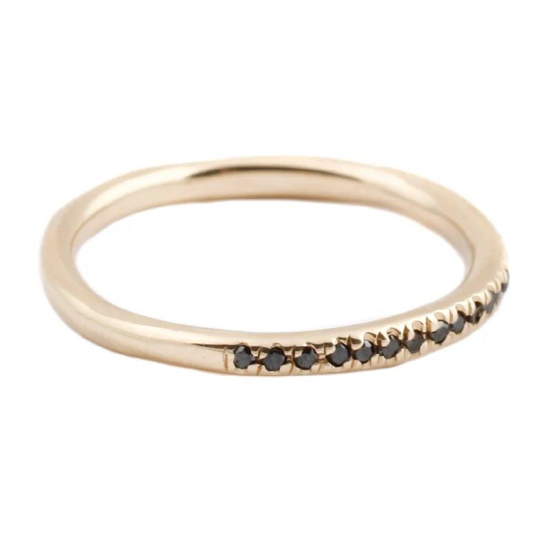 minimalist rings for women-Black Diamond Half Eternity Band