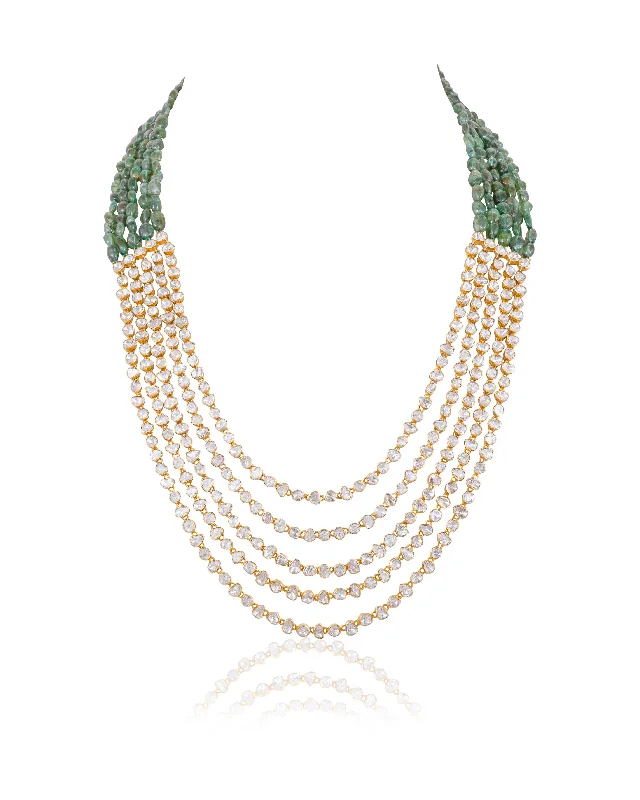 statement necklaces for women-Rima Polki Long Necklace