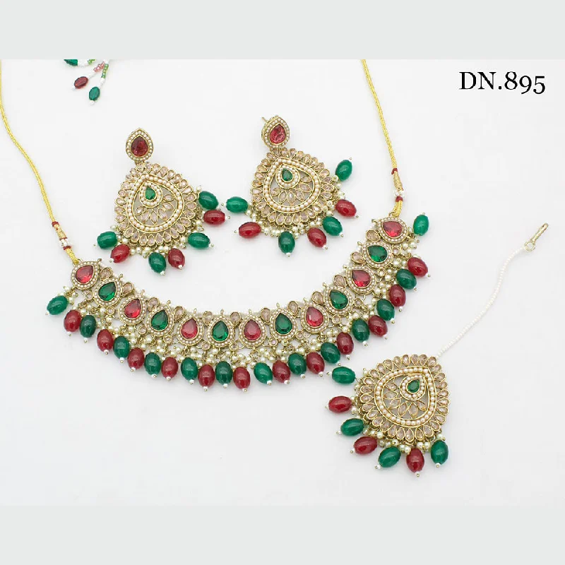 aquamarine necklaces for women-India Art Gold Plated Necklace Set