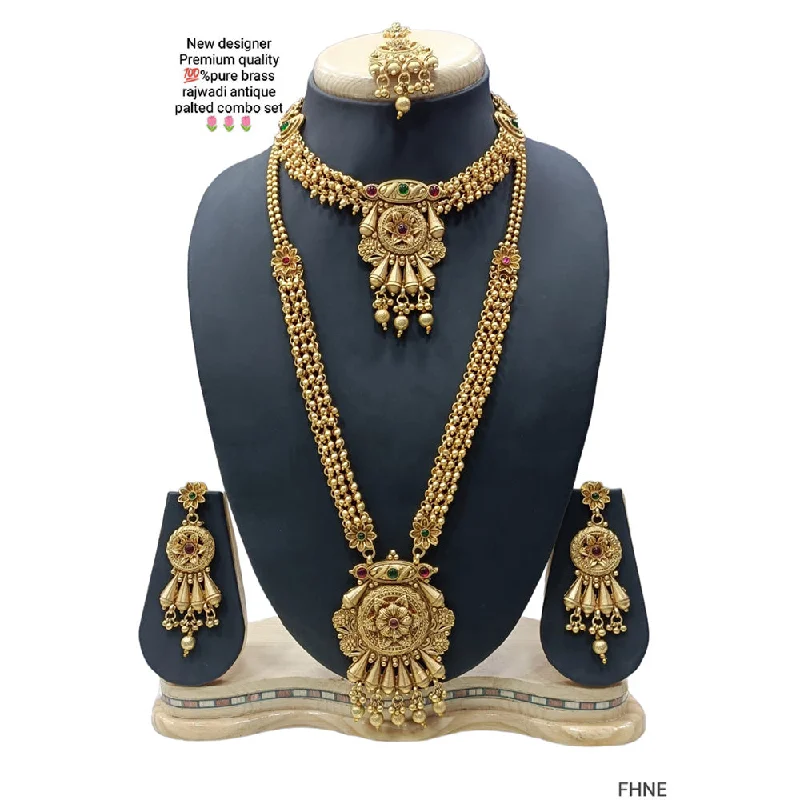 dainty necklaces for women-Manisha Jewellery Gold Plated Double Necklace Set