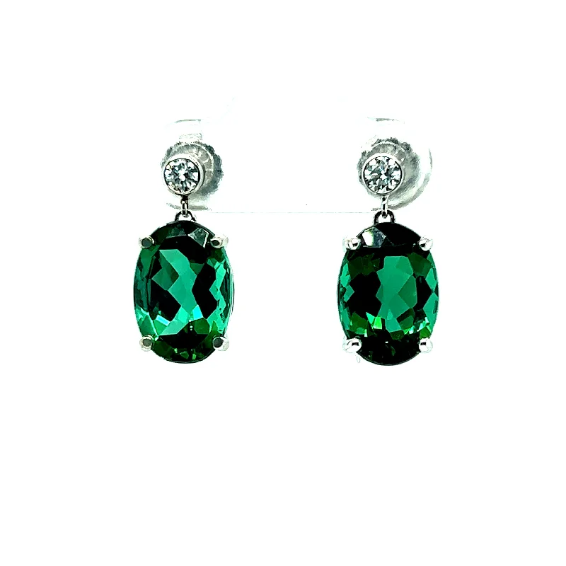 turquoise earrings for women-7.48 CTW Tourmaline and Diamond Earrings