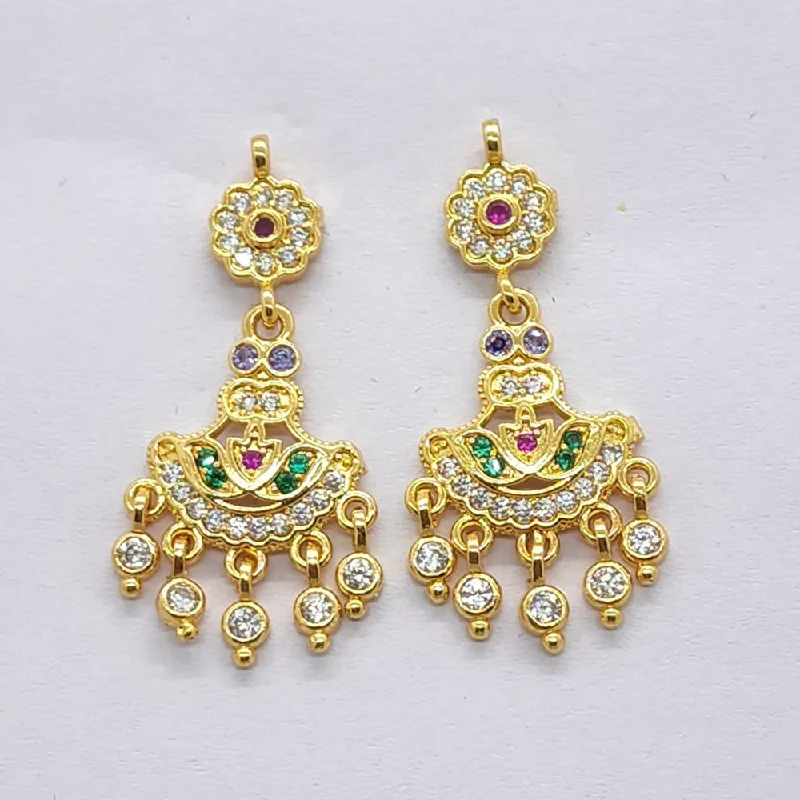 vintage hoop earrings for women-RaiyarajPack of 3 Gold Plated American Diamond Micro Plating Dangler Earrings