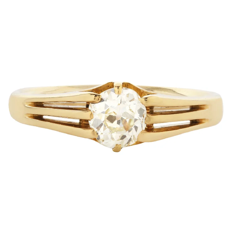 gold statement rings for women-Victorian Diamond Belcher Solitaire