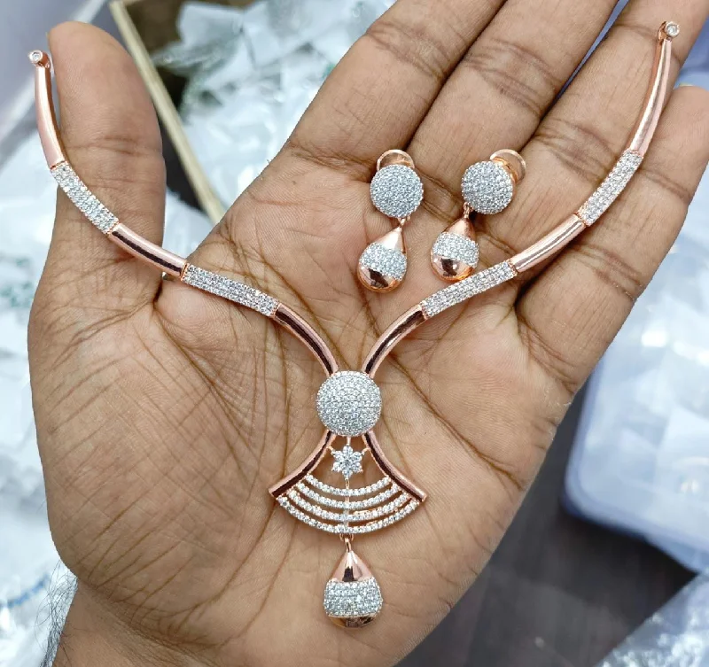 rose gold necklaces for women-Manisha Jewellery Rose Gold Plated Necklace Set