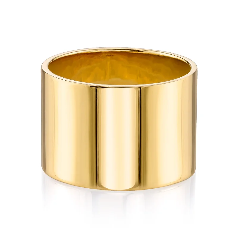 cubic zirconia rings for women-Cigar Band - 14k Yellow Gold