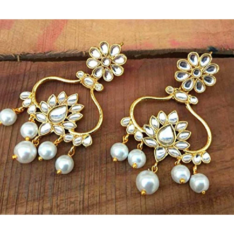 vintage pearl earrings for women-Etnico White Gold Plated and Pearl Metal Pearl Earrings for Women(E2856W)