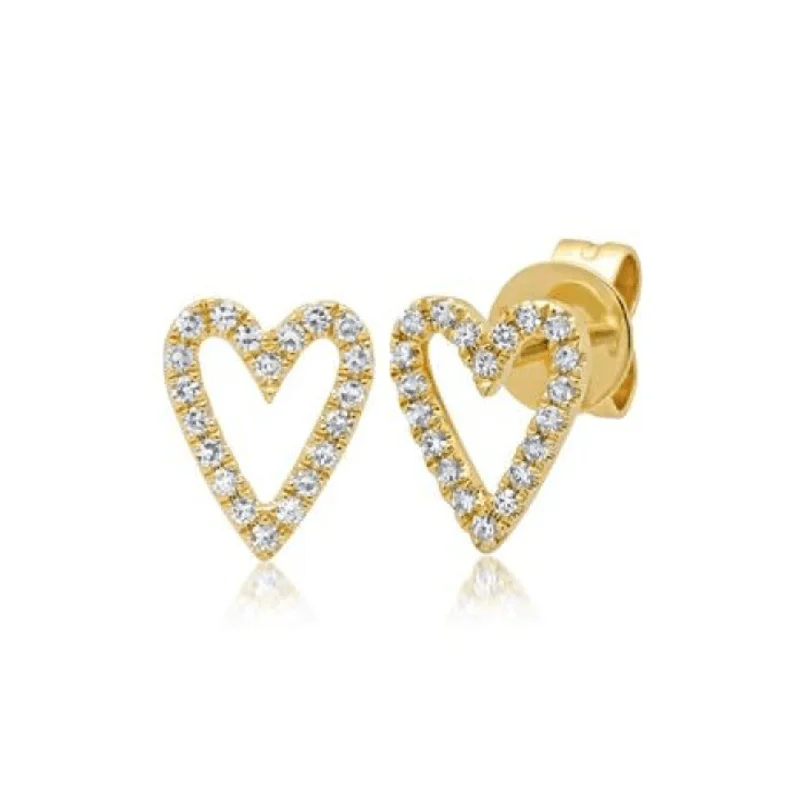 diamond drop earrings for women-Diamond Open Heart Studs