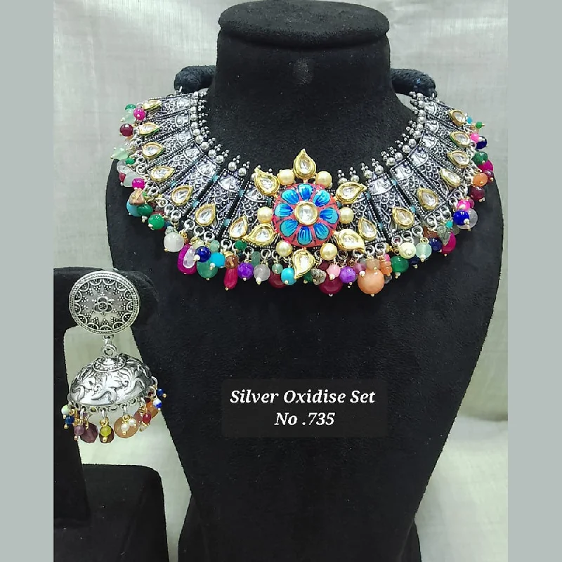 luxury necklaces for women-Jyoti Arts Oxidised Plated Necklace Set