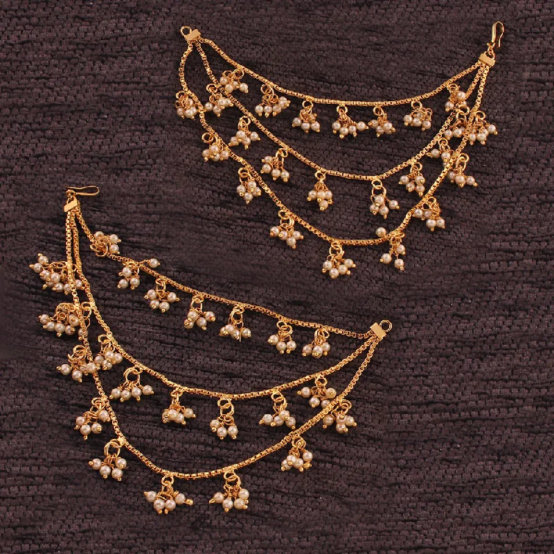 diamond drop earrings for women-Etnico Gold Plated Hair Chain Earrings For Women (E2604Fl)