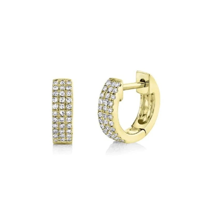 heart-shaped earrings for women-3 Row Pave Huggies