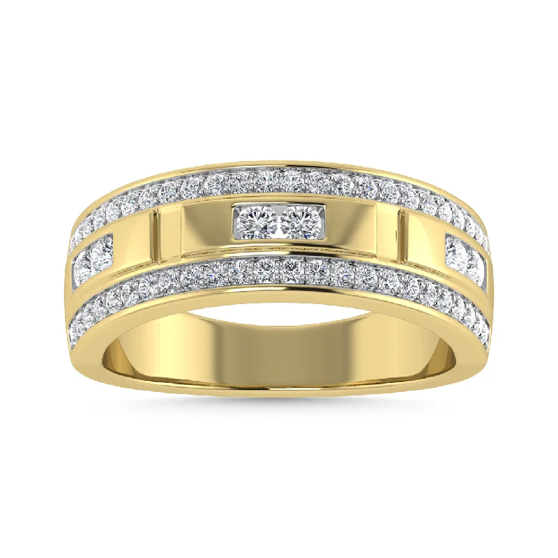 round diamond engagement rings for women-Diamond 3/4 Ct.Tw. Mens Wedding Band in 14K Yellow Gold