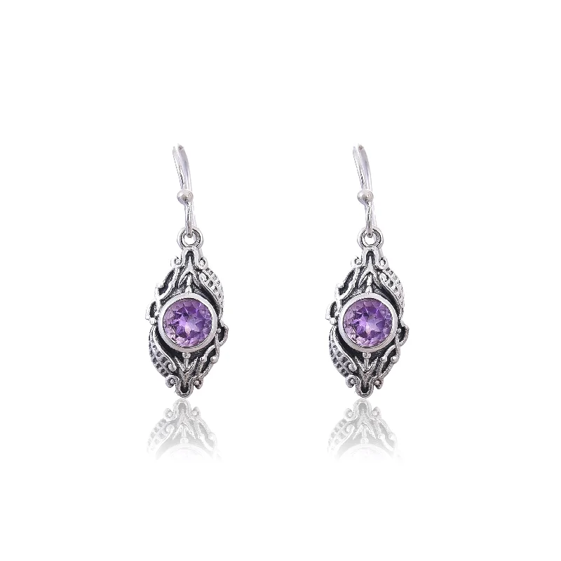 gold dangle earrings for women-Silver Mountain Amethyst silver 925 earring