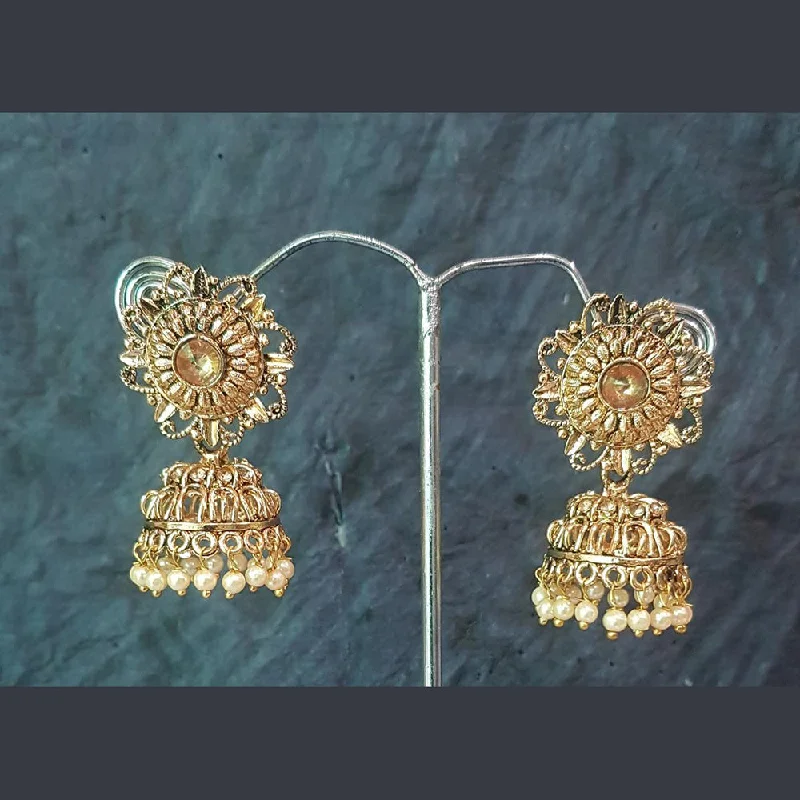 cute earrings for women-Shreeji Gold Plated Crystal Stone Jhumki Earrings