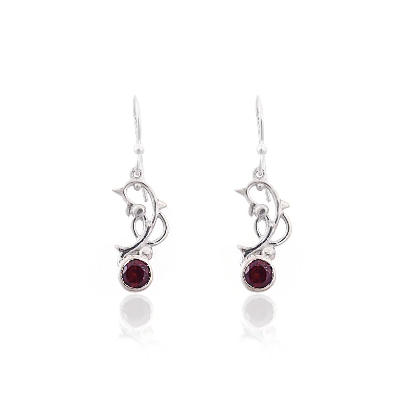 personalized earrings for women-Silver Mountain Garnet silver 925 earring