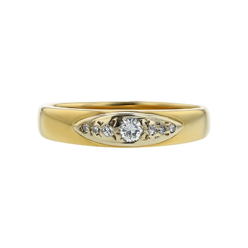 antique engagement rings with diamonds for women-14K Yellow Gold Diamond Wedding Band