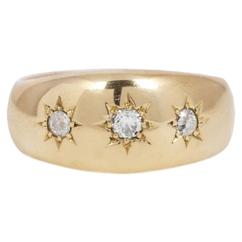 stacked rings for women-Golden Sun Diamond Star Ring