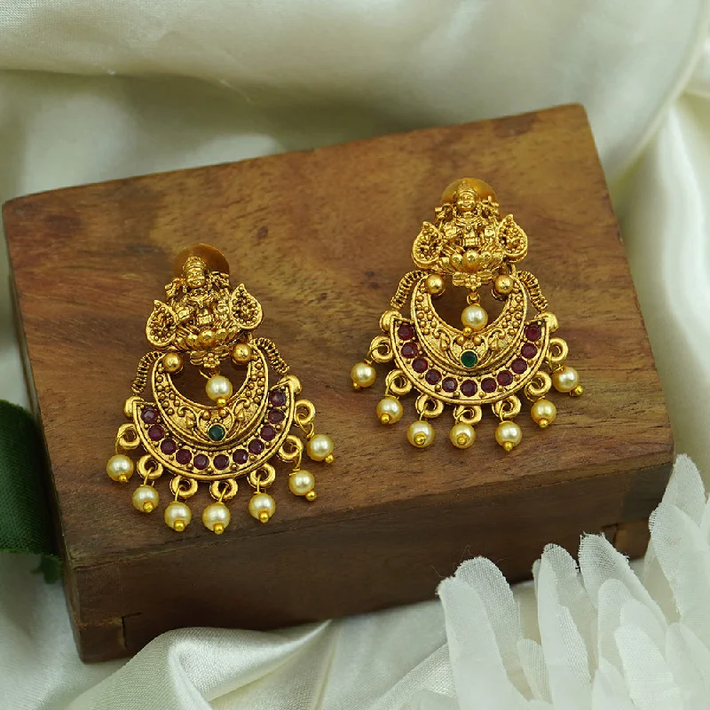 diamond earrings for women-Diksha Collection Gold Plated Pota Stone Dangler Earrings