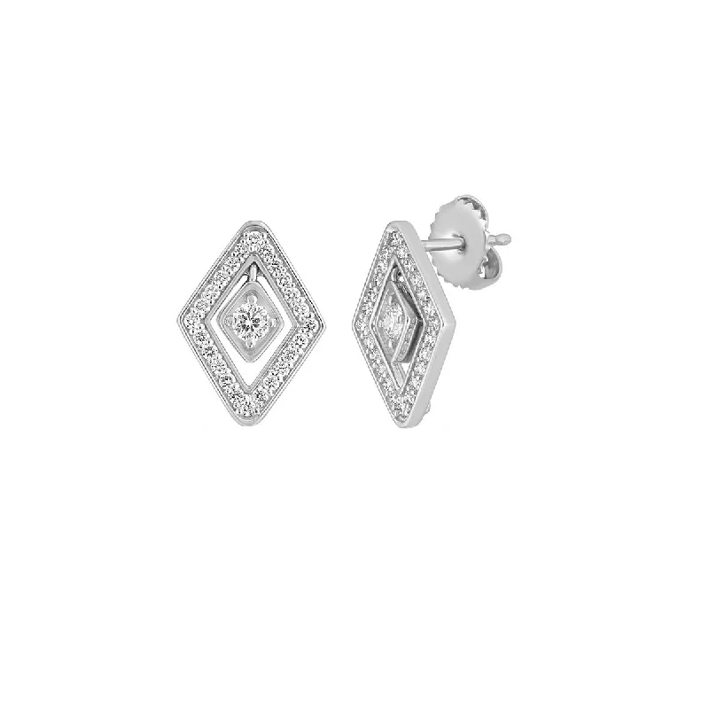 wedding earrings for women-Diamonte 18K White Gold Diamond Stud Earrings