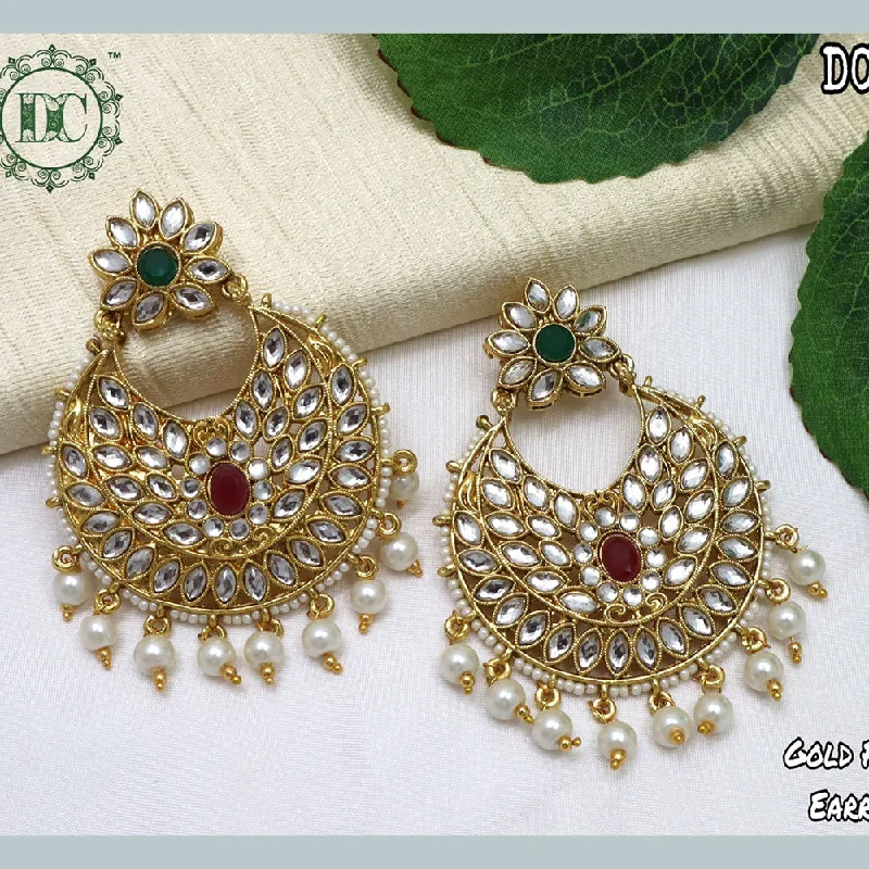 luxury diamond earrings for women-Diksha Collection Gold Plated Dangler Earrings