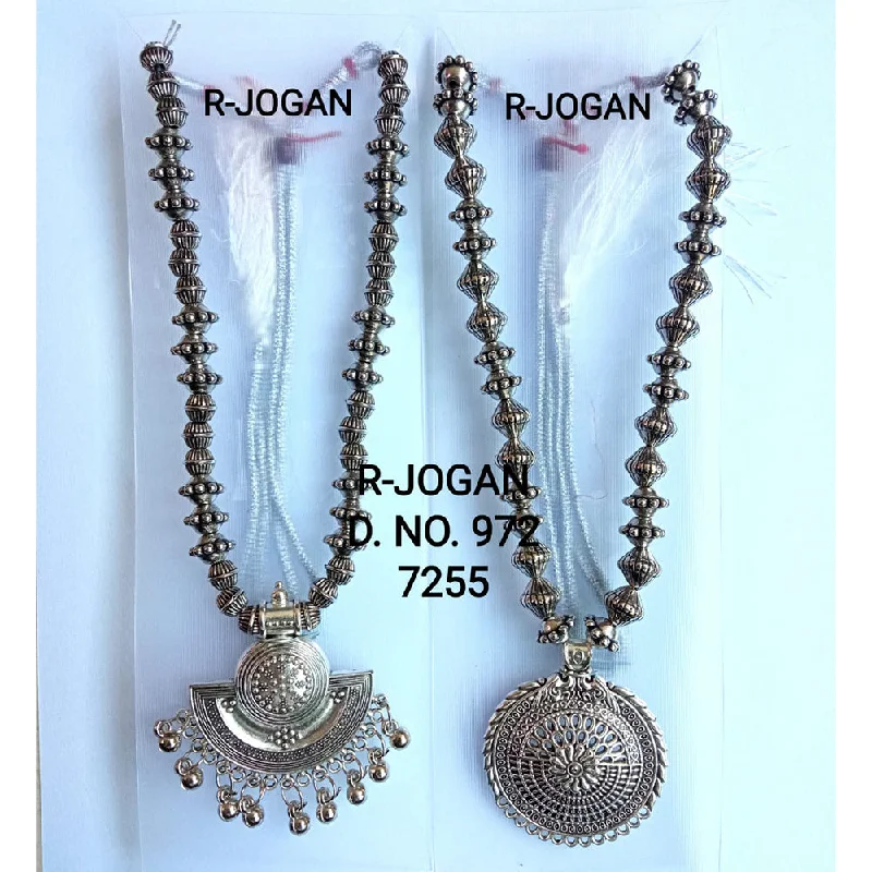 engagement necklaces for women-R Jogan Oxidised Plated Assorted Design Long Necklace