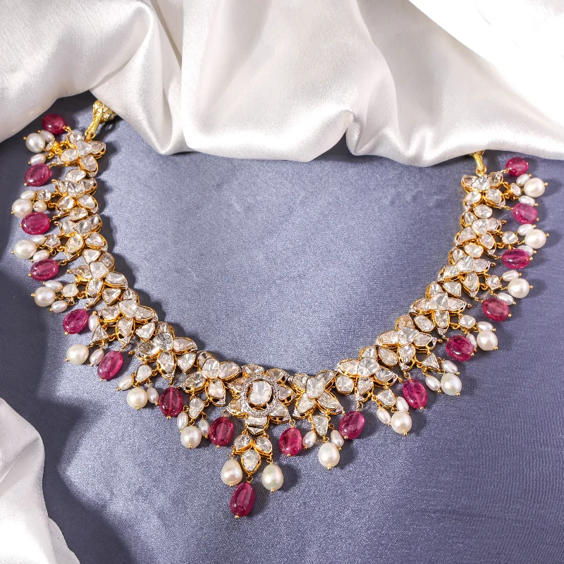 long necklaces for women-Manashree Polki And Diamond Necklace