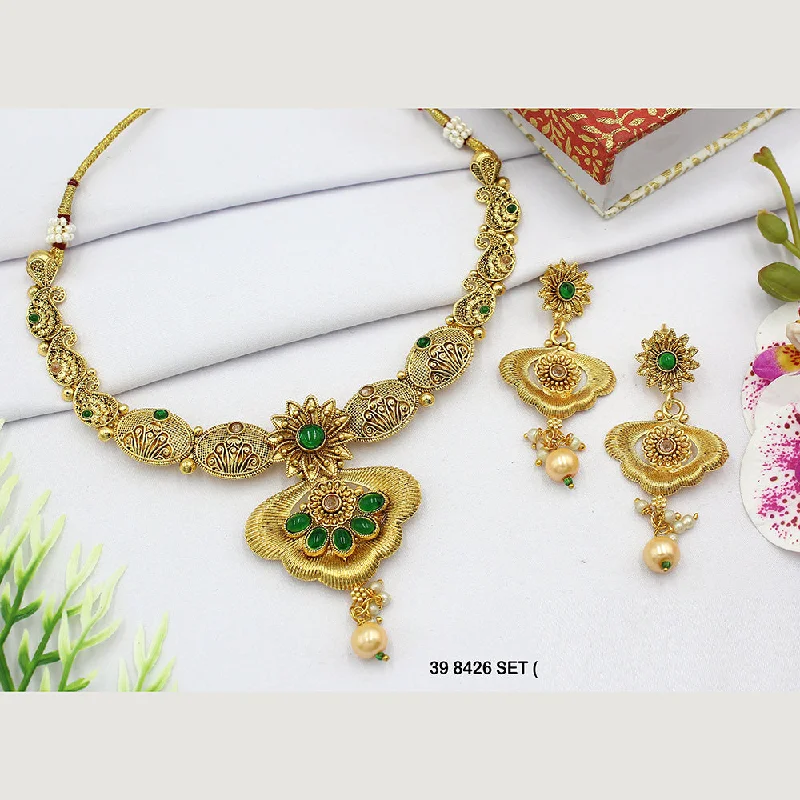 choker necklaces for women-Mahavir Gold Plated Pota Stone Necklace Set