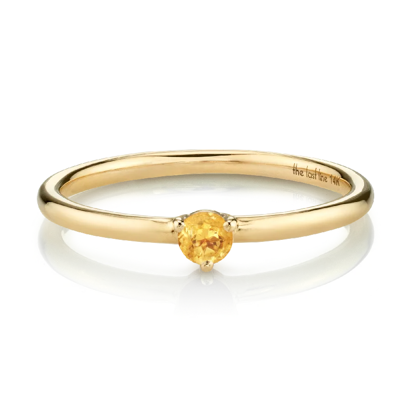 twisted band rings for women-Solitaire Ring - Citrine / 14k Yellow Gold