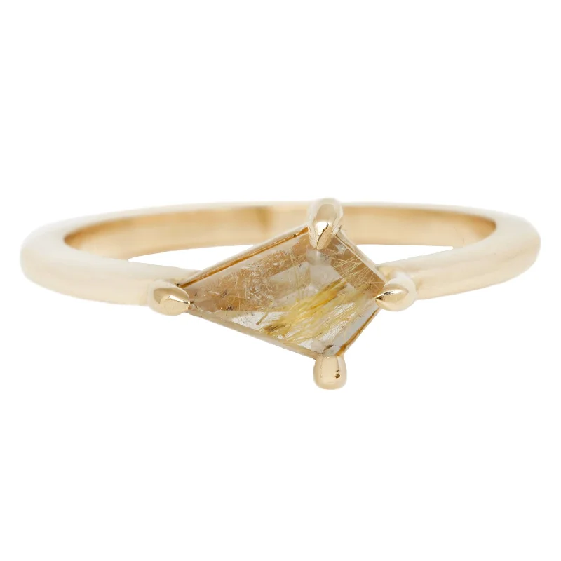 infinity rings for women-Small Yellow Quartz Kite Ring