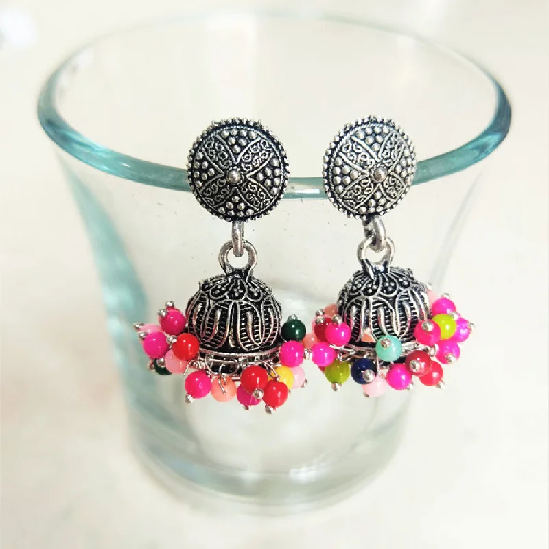 flower earrings for women-H K Fashion Oxidised Plated Jhumki Earrings