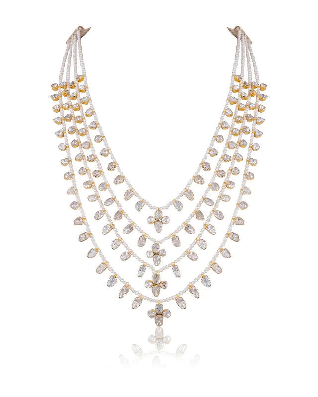 pearl necklaces for women-Saiba Polki Long Necklace