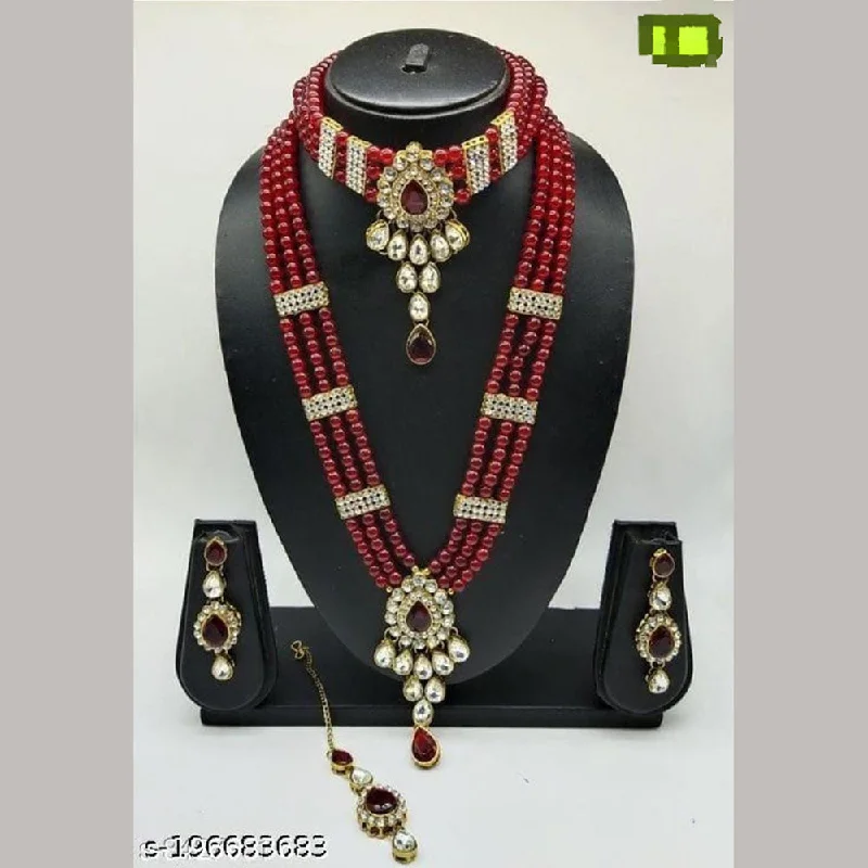 tassel necklaces for women-Manisha Jewellery Gold Plated Double Necklace Set