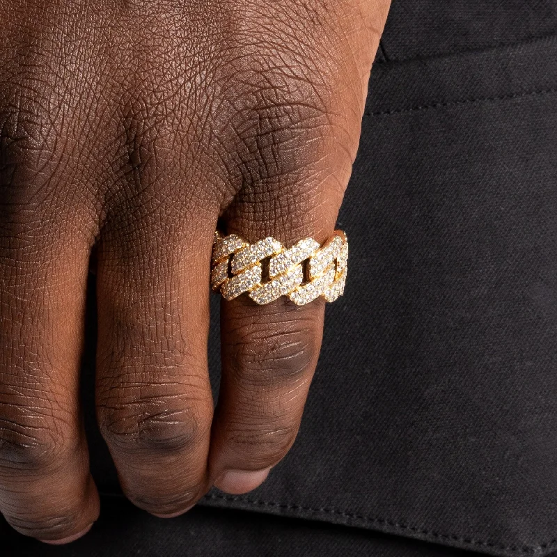 stacked rings for women-Prong Cuban Ring Gold