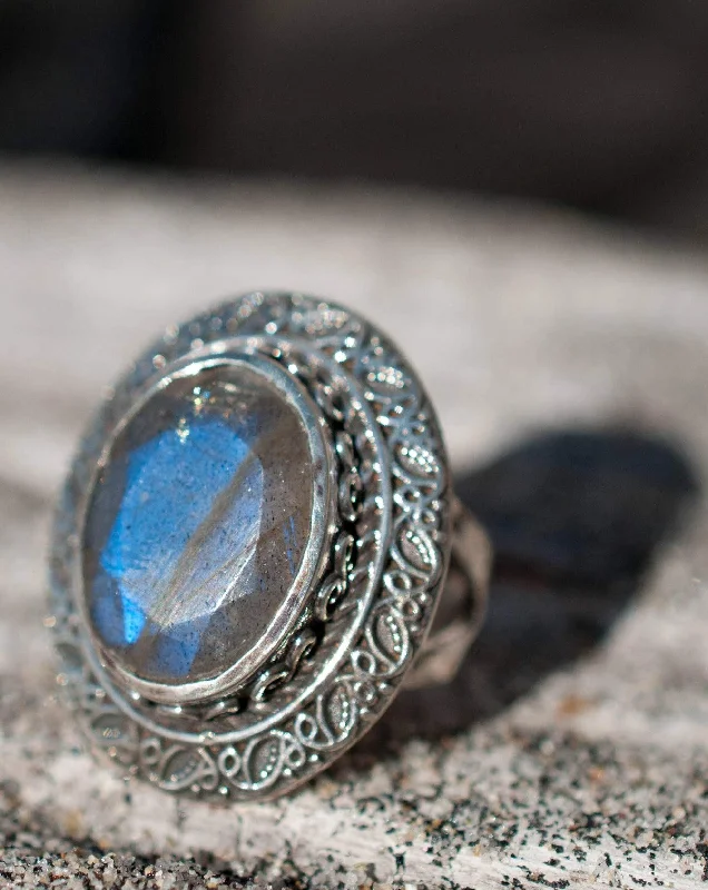 promise rings for couples-Labradorite Ring ~ Sterling Silver 925