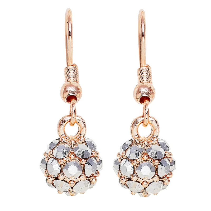 zodiac earrings for women-Mahi Royal Sparklers Grey Crystals Ball Earrings for Women (ER1109759ZGry)