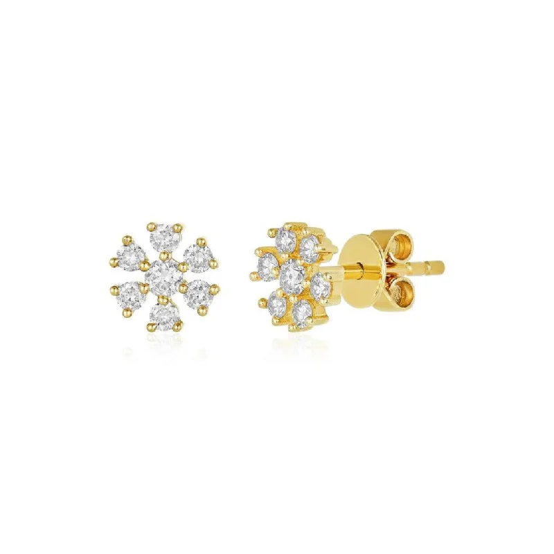 modern diamond earrings for women-Small Diamond Flower Studs