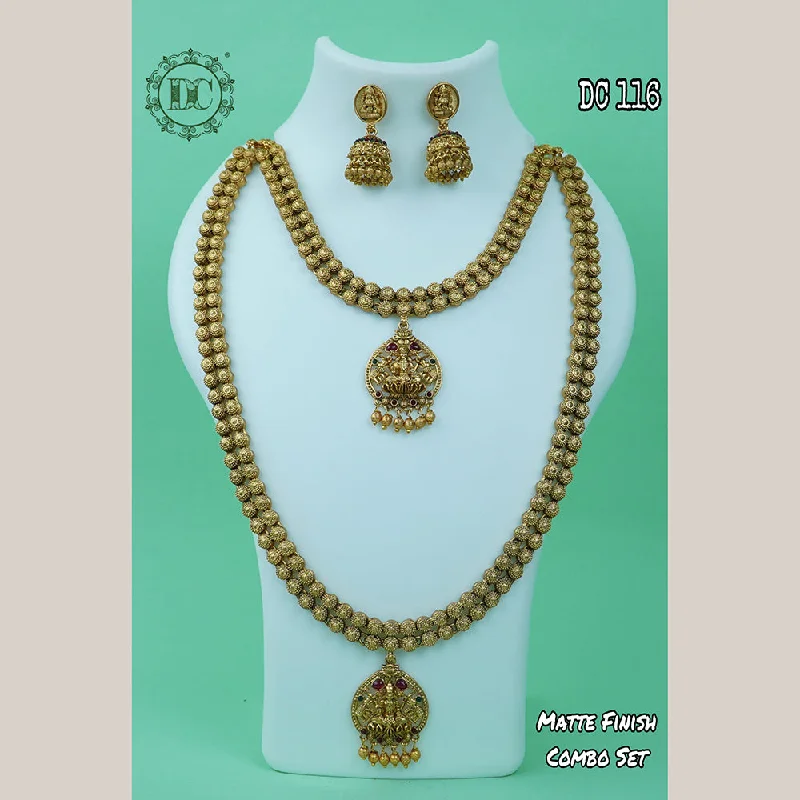 woven necklaces for women-Diksha Collection Gold Plated Double Necklace Set