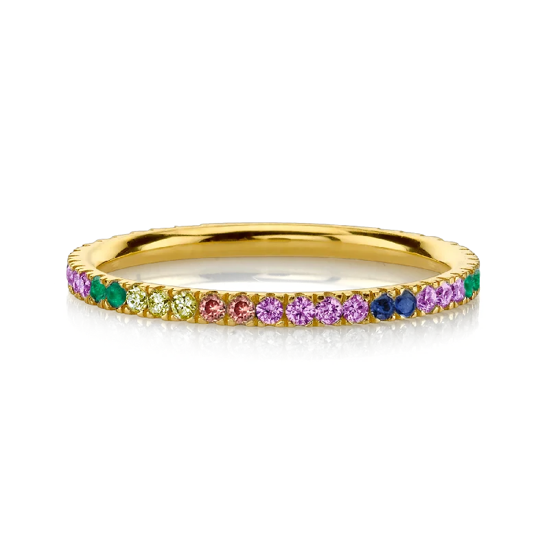 handmade rings for women-Perfect Eternity Band - Rainbow / 14k Yellow Gold