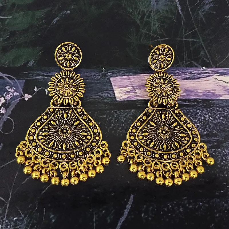 fine gold earrings for women-Woma Gold Plated Dangler Earrings  - 1318370A